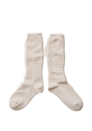 yahae patchwork-knit organic-cotton-blend socks - White