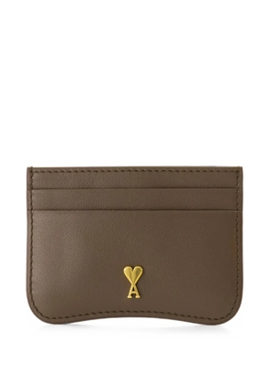 AMI Paris brown Paris Paris zipped cowhide leather card holder
