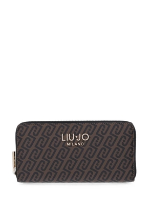 LIU JO monogram-pattern zip-around wallet - Brown