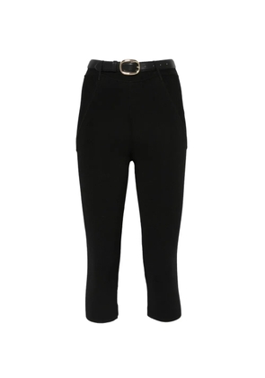 Self-Portrait ribbed-knit cropped trousers - Black