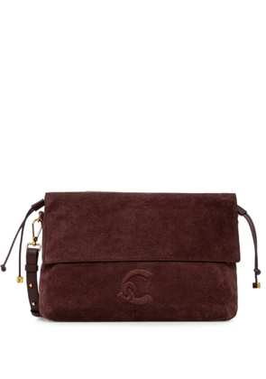 Coccinelle suede logo-embossed shoulder bag - Brown
