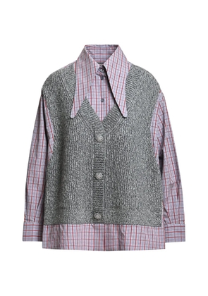 Essentiel Antwerp Kute checked layered-vest shirt - Grey
