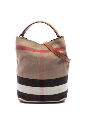 Burberry Pre-Owned 2000-2017 Medium Mega Check Canvas Ashby Bucket Bag satchel - Brown