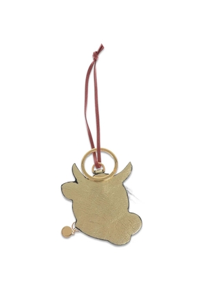 Stella McCartney metallic cow-motif keychain - White