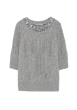 Ermanno Scervino crystal-embellished cable-knit cashmere sweater - Grey