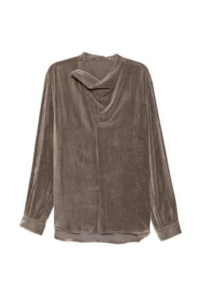 Rick Owens velvet-effect draped shirt - Brown