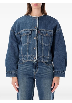 Levi's faux-shearling-trim cropped denim jacket - Blue