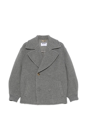 Moschino double-breasted heart-motif wool jacket - Grey