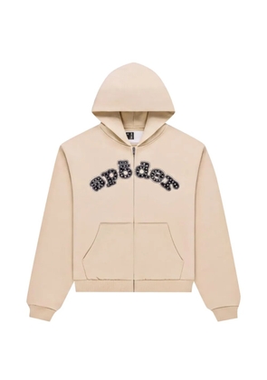 SP5DER Mixed Stone OG V2 rhinestone-embellished logo-print hoodie - Neutrals