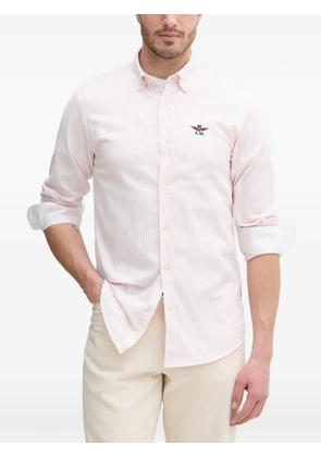 Aeronautica Militare vertical-stripe logo-embroidered shirt - White
