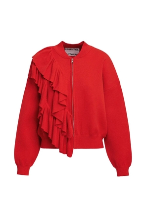 Essentiel Antwerp ruffled zip-up cardigan - Red