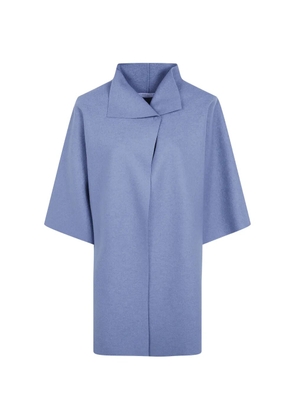 Harris Wharf London asymmetric-collar short-sleeve coat - Blue