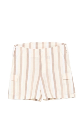 YOUNG N SANG striped cargo shorts - Neutrals