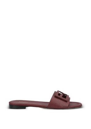 FENDI Baguette burgundy leather slides - Red