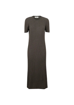 Lisa Yang ribbed-knit short-sleeve maxi dress - Brown