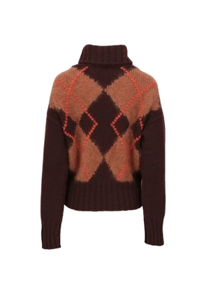 Isaia argyle roll-neck sweater - Brown