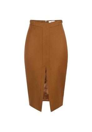 Elisabetta Franchi skirt in gabardine fabric with jewel horsebits - Brown
