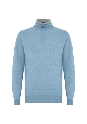 Fedeli quarter-zip long-sleeve sweater - Blue