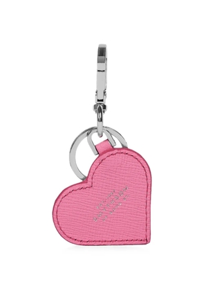 Smythson Panama-leather heart keyring - Pink