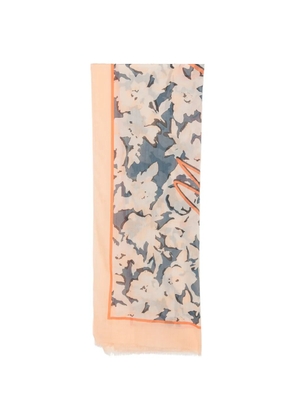 Marc O'Polo floral-print frayed scarf - Blue