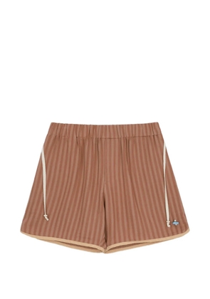 YOUNG N SANG Sketch striped drawstring shorts - Brown