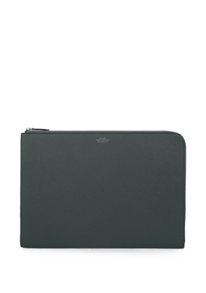 Smythson large Panama-leather laptop case - Green