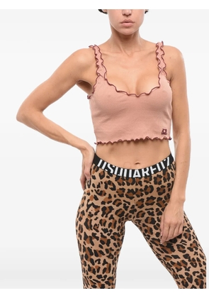 DSQUARED2 ribbed lettuce-trim crop top - Neutrals