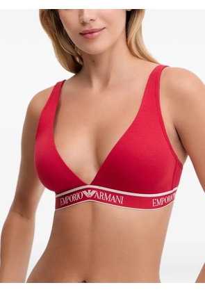 Emporio Armani logo-tape triangle bra - Red