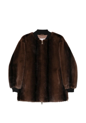 ERMANNO FIRENZE faux-fur zip-up jacket - Brown