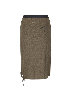 MM6 Maison Margiela logo-print distressed-hem skirt - Green