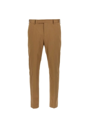 PT Torino logo-plaque tailored trousers - Brown