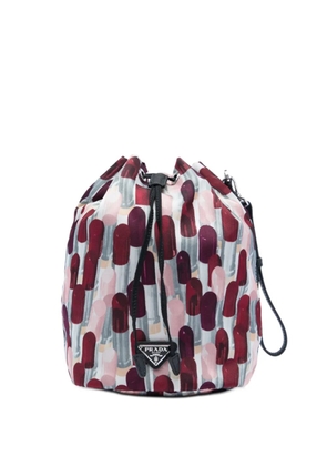 Prada Pre-Owned 2013-2026 Tessuto Lipstick Print Drawstring pouch - White