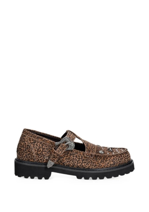 Andersson Bell leopard-print studded loafers - Brown