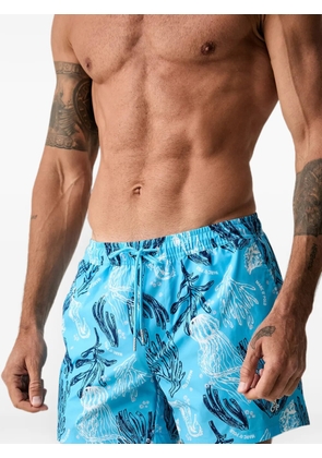 Marc O'Polo graphic-print drawstring swim shorts - Blue