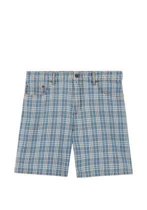 Burberry Check denim shorts - Blue