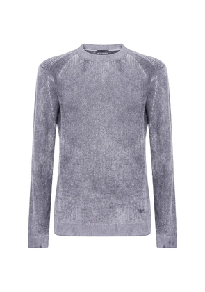 Emporio Armani ribbed virgin wool sweater with mélange print - Grey