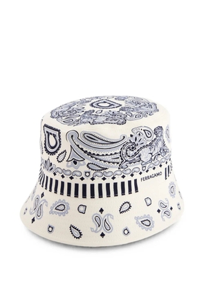 Ferragamo geometric-print bucket hat - White