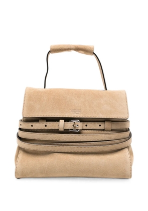 Moschino buckle-detail suede tote bag - Neutrals