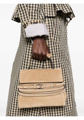 Moschino buckle-detail suede tote bag - Neutrals