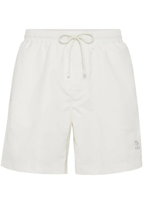 Brunello Cucinelli logo-embroidered swim shorts - White