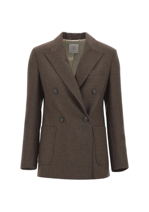 Eleventy double-breasted peak-lapel jacket - Brown