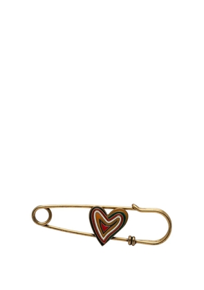 Christian Dior Pre-Owned 20th Century Gold Plated Enamel Heart Safety Pin Brooch costume brooch