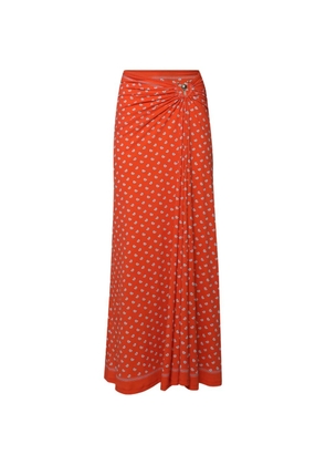 Christopher Esber Orbit bandana-print ruched maxi skirt - Orange