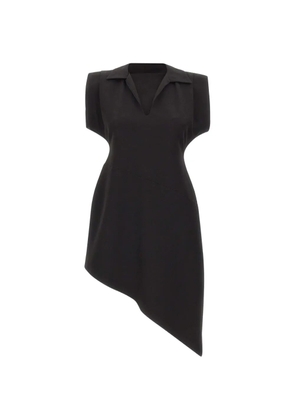 kaos asymmetric padded-shoulder midi dress - Black