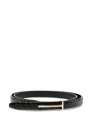 TOM FORD T-logo snakeskin-effect belt - Black