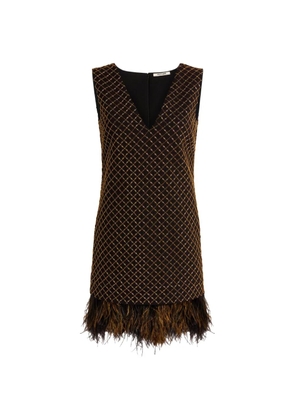 Roberto Cavalli feather-trim mini dress - Black