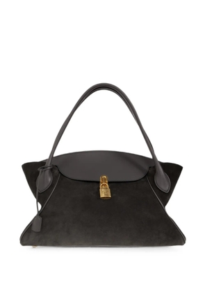 Balmain Pulse Day Small padlock-detail suede tote bag - Grey