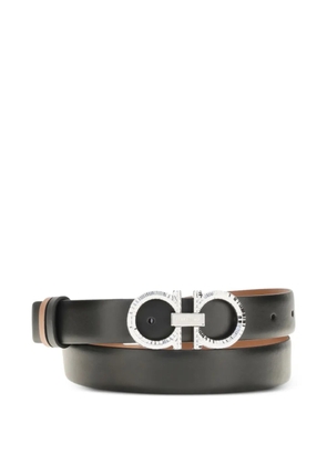 Ferragamo reversible and adjustable belt with hammered Gancini - Black