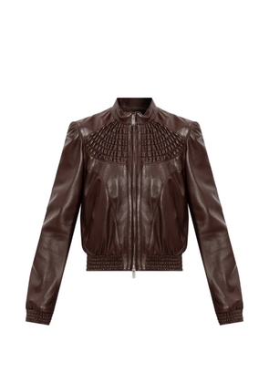 Alexander McQueen smocking leather jacket in burgundy - Brown