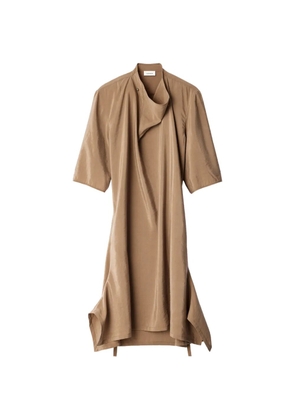 LEMAIRE soft-collar dress in dry silk - Brown